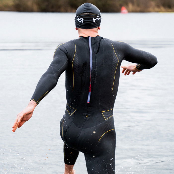 2024 Huub Mens Alchemy 3/5mm Back Zip Swim Wetsuit ALCHEMY1 - Black / Grey / Gold